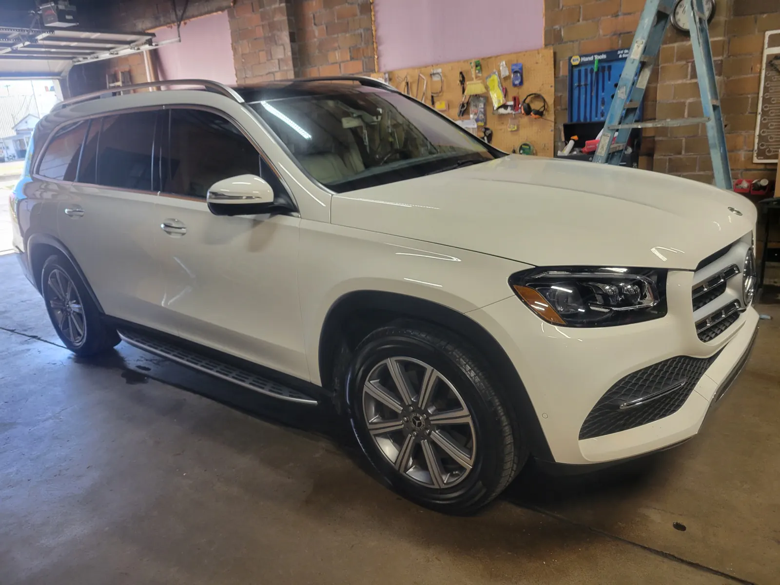 Finished exterior detail on a white SUV