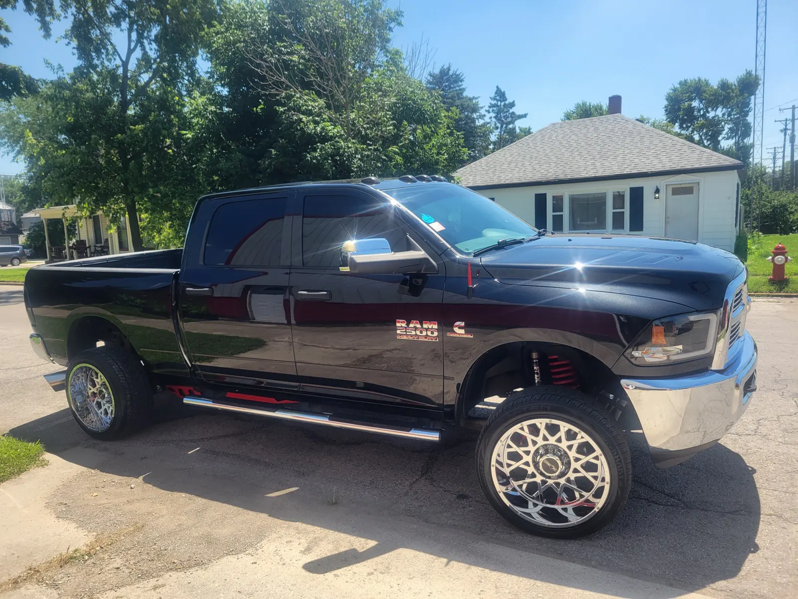Black truck side shine after detail