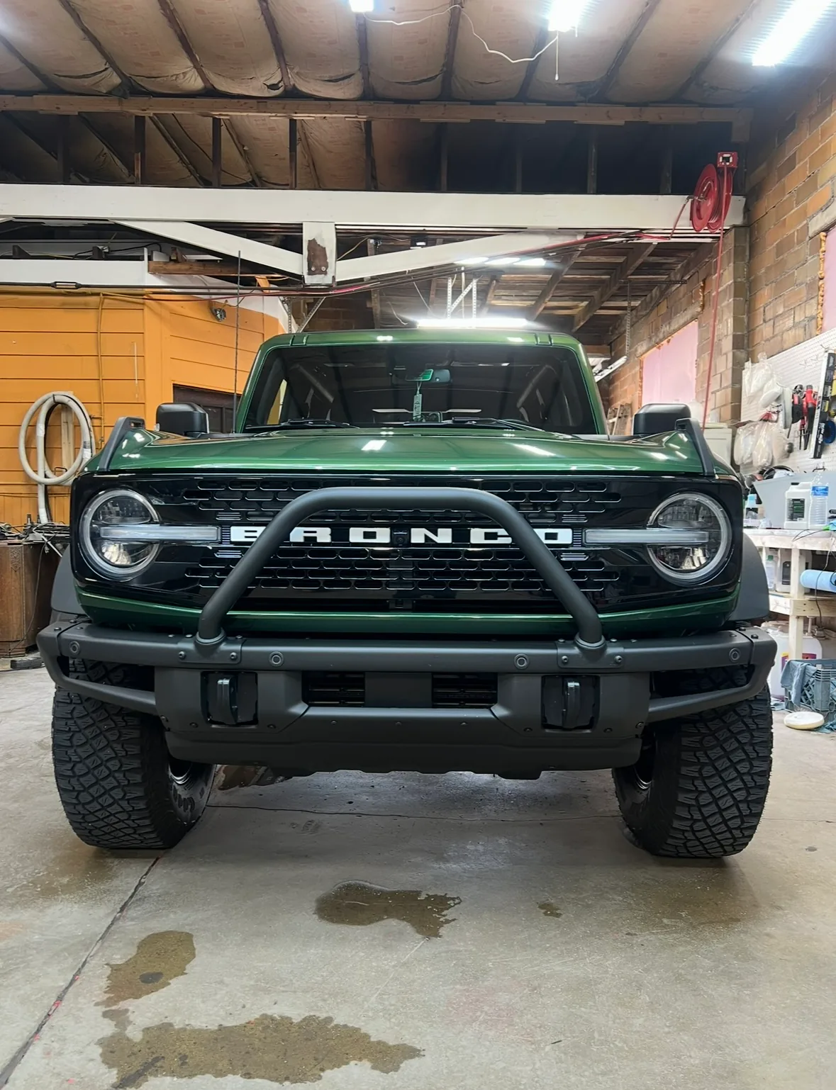 Green Ford Bronco after exterior detail